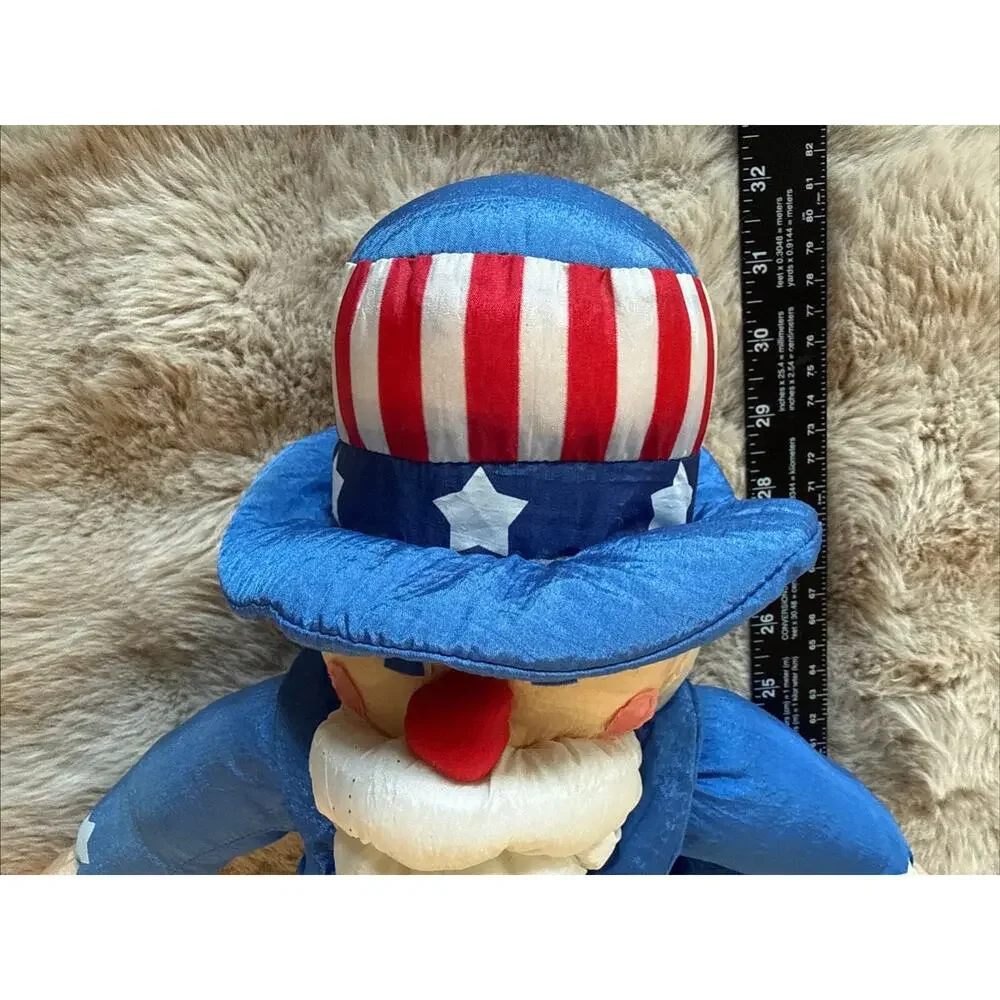 Vintage 1993 International Silver Uncle Sam Plush Shelf Sitter 32” Patriotic